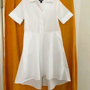 Lands End Womens White short sleeve Hi Low Dress